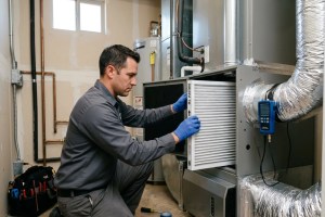 HVAC technician upgrading filtration for North Phoenix dust