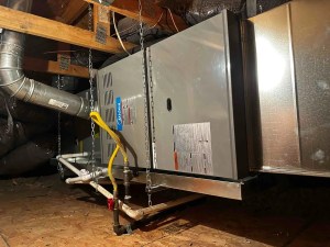 New gas furnace and air handler installed in a Phoenix-area attic by AZ Perfect Comfort