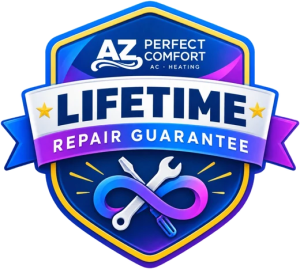 AZ Perfect Comfort Lifetime Repair Guarantee badge