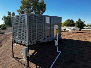 Rooftop package HVAC unit installed on a Phoenix-area home by AZ Perfect Comfort