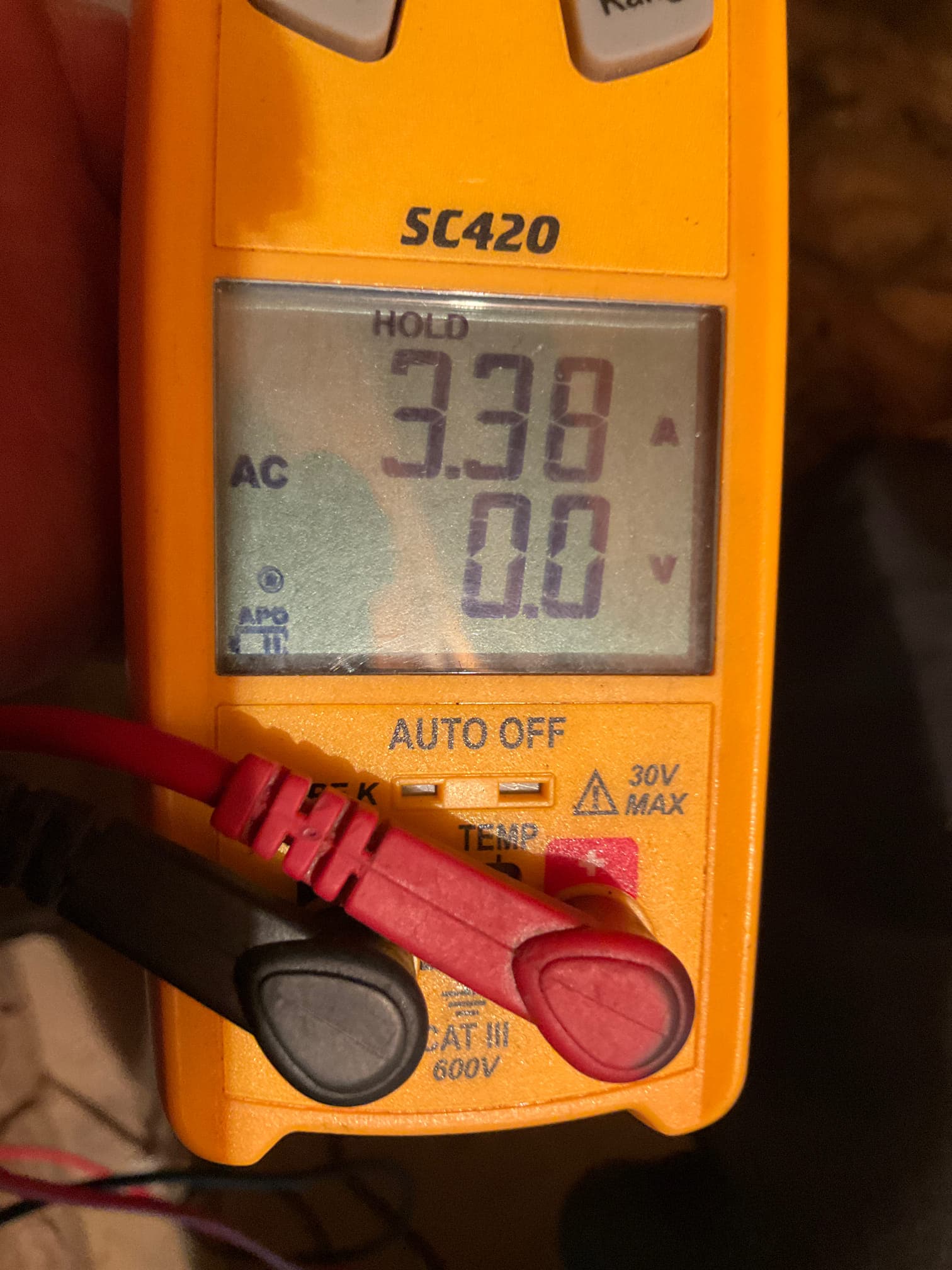 HVAC diagnostic instrument photographed during the service visit.