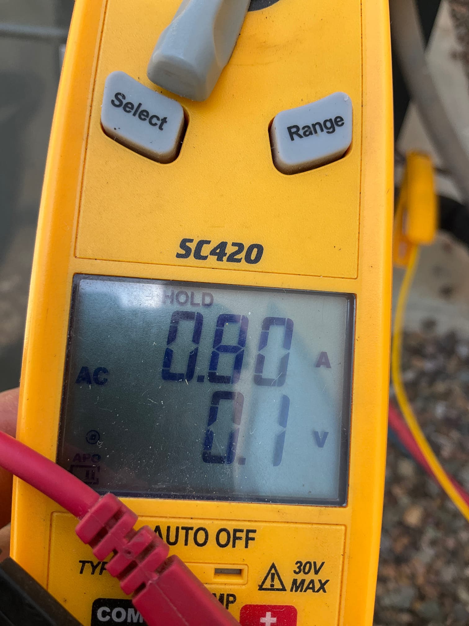 HVAC diagnostic instrument photographed during the service visit.