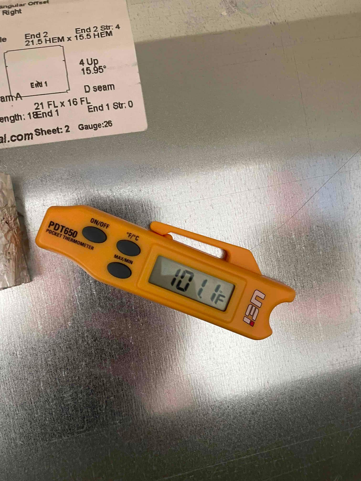 Diagnostic instrument display shows 101.1 °F.