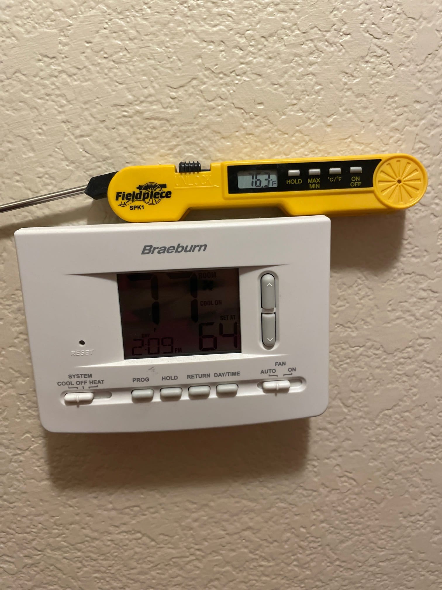 Diagnostic instrument display shows 16.3 °C.