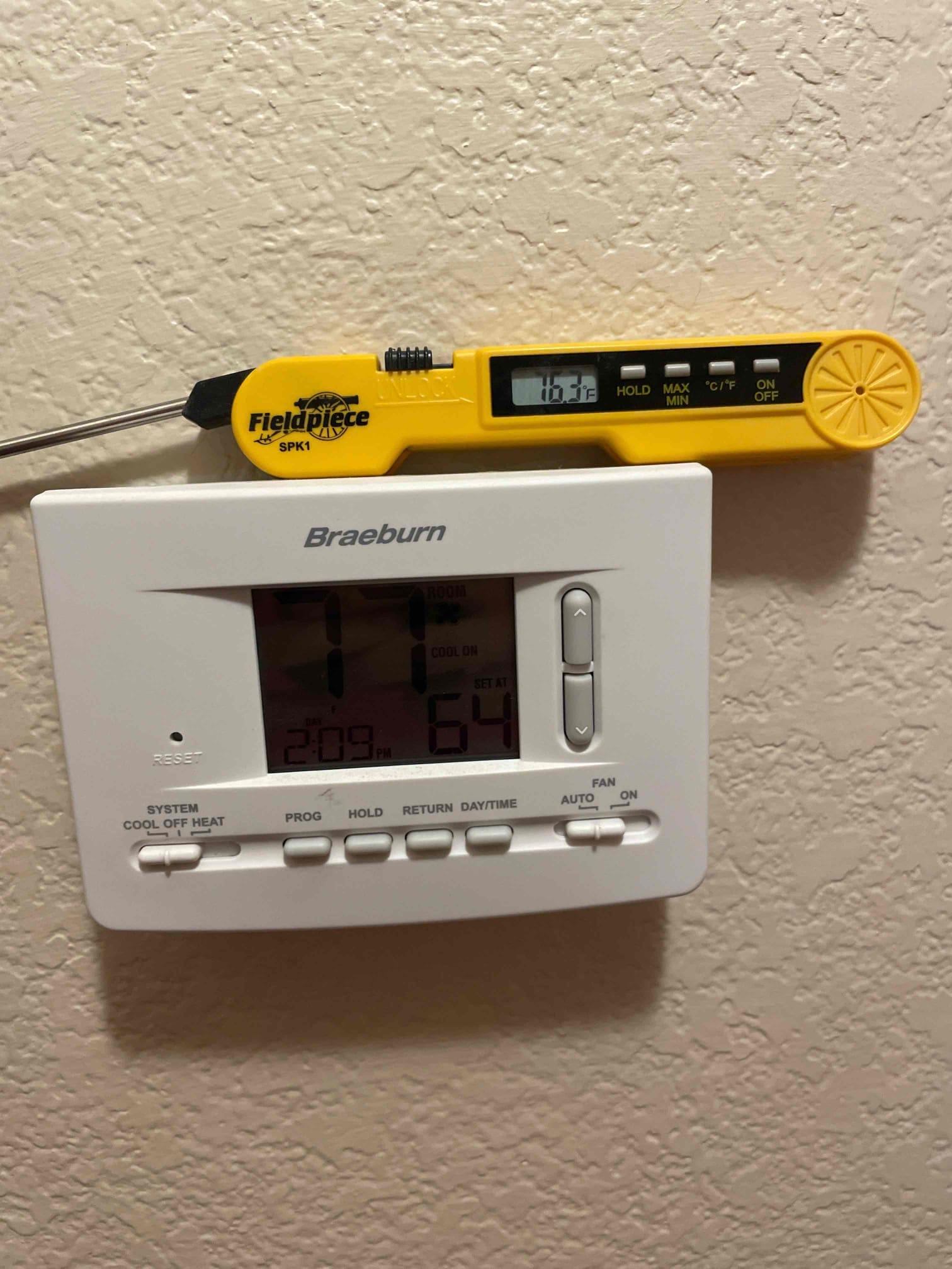 Diagnostic instrument display shows 16.3 °C.