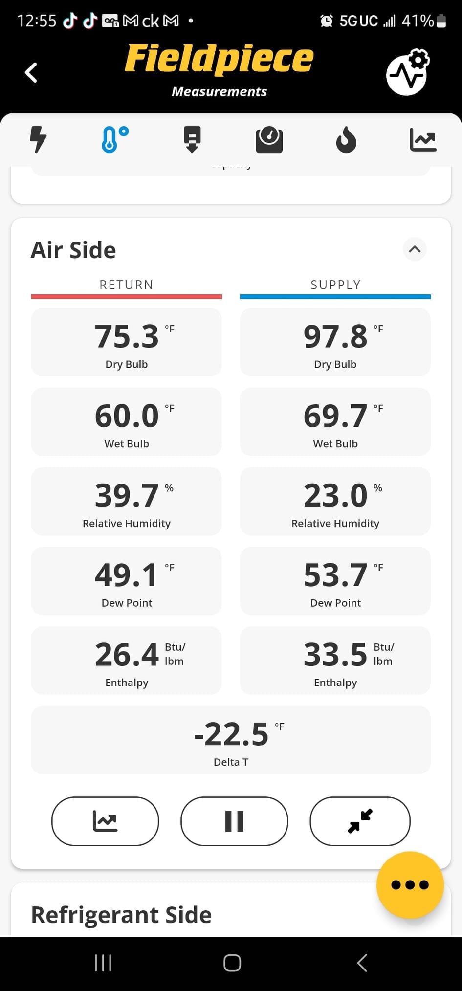 Diagnostic instrument display shows -22.5 °F.
