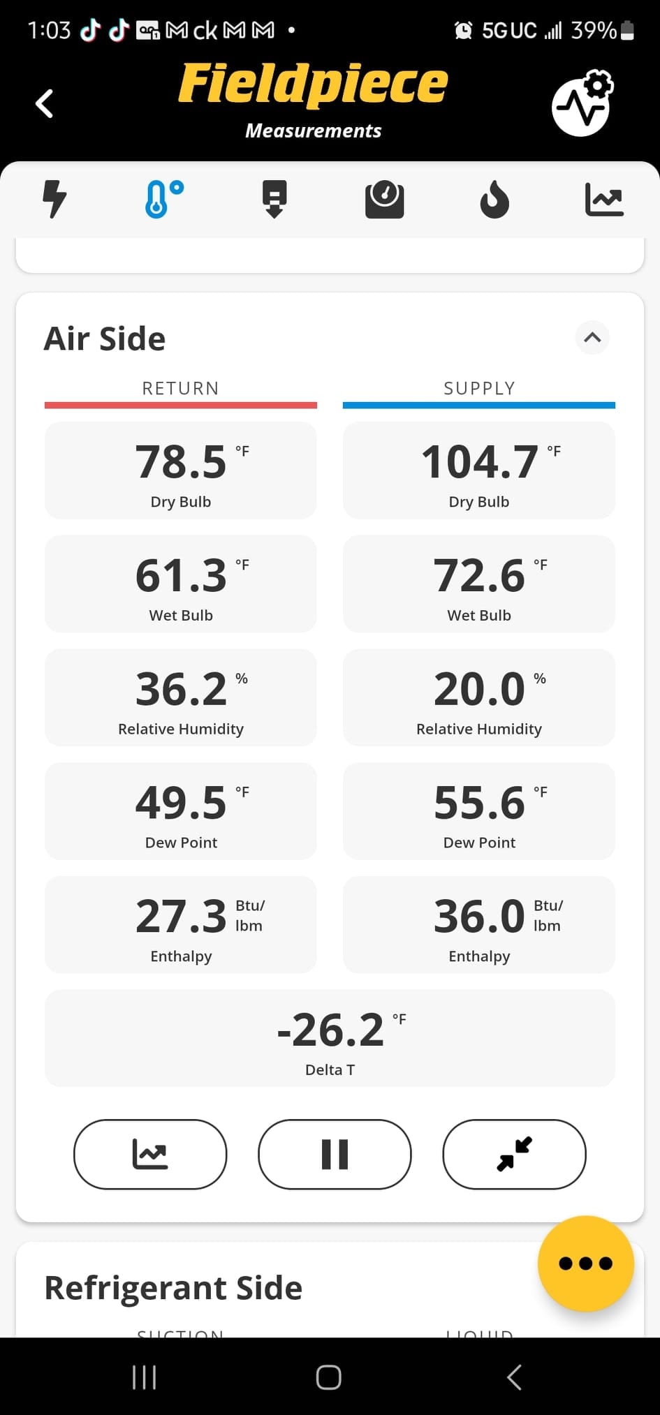Diagnostic instrument display shows -26.2 °F.