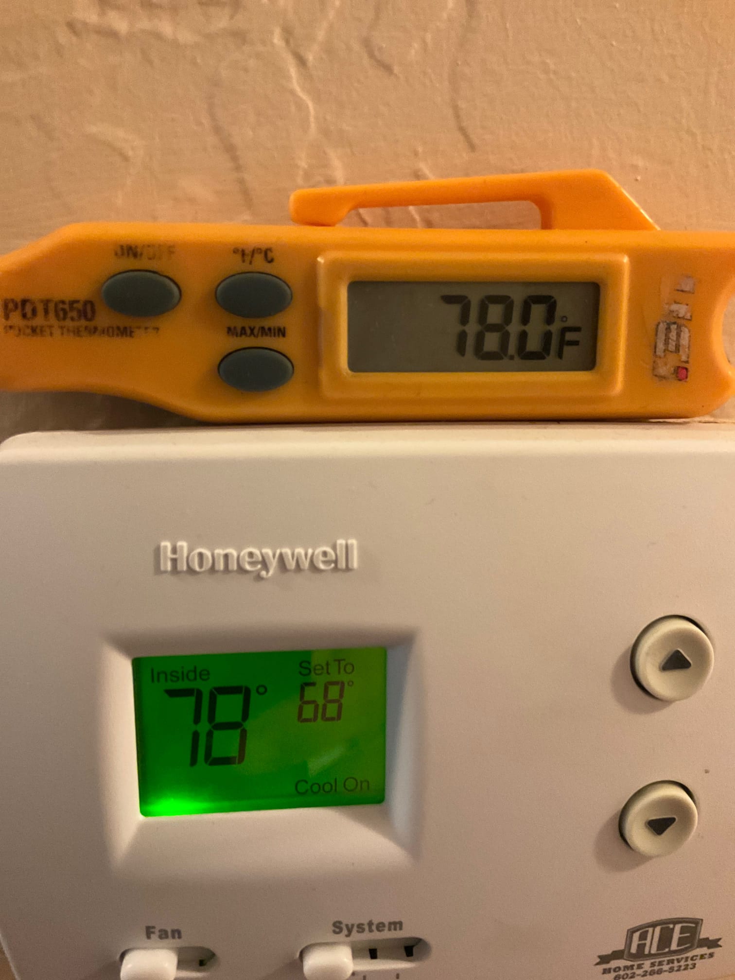 Diagnostic instrument display shows 78 °F.