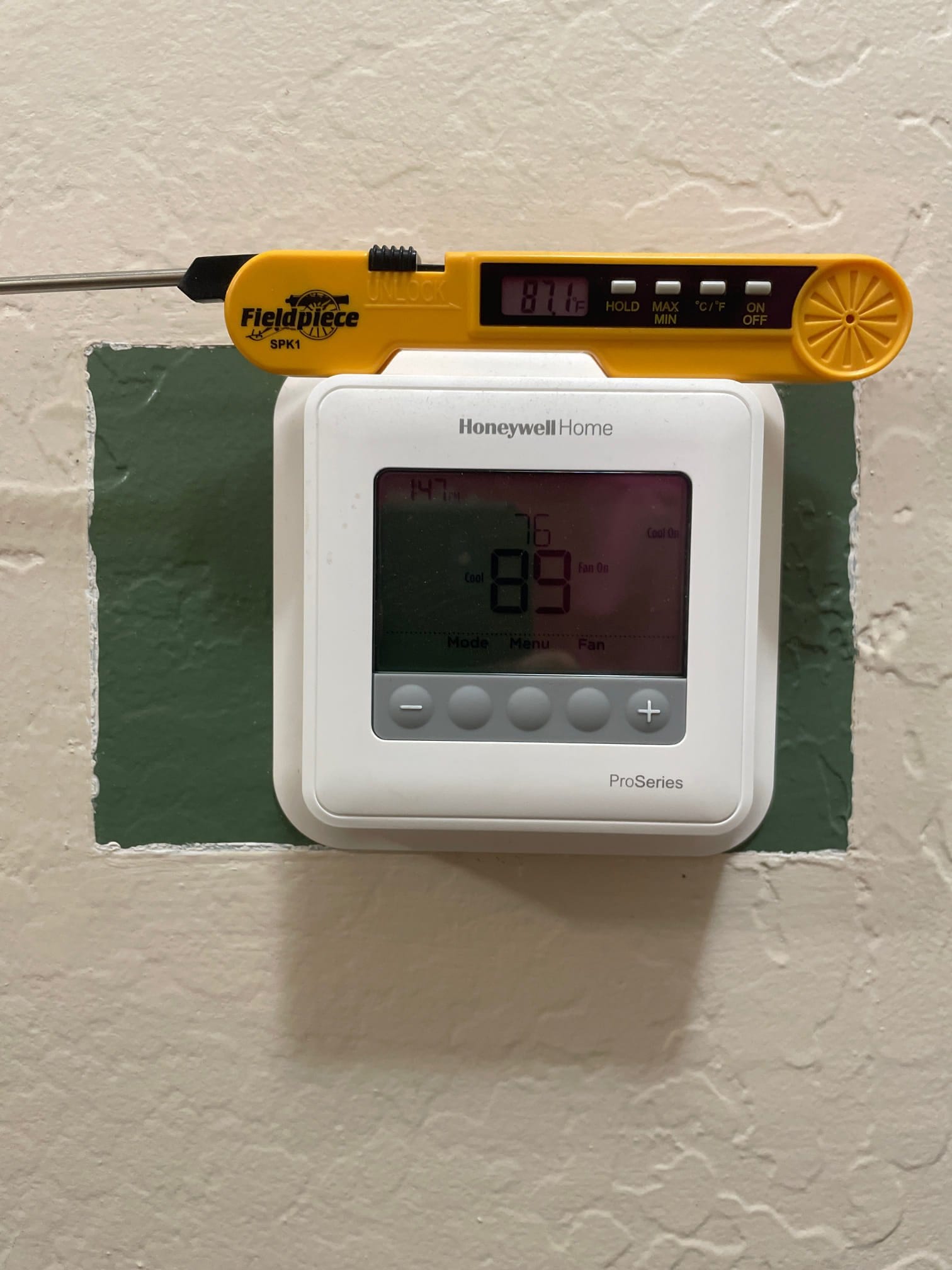 Diagnostic instrument display shows 87.1 °F.