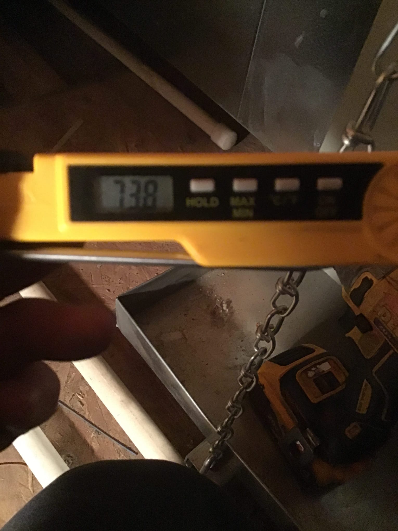 HVAC diagnostic instrument photographed during the service visit.