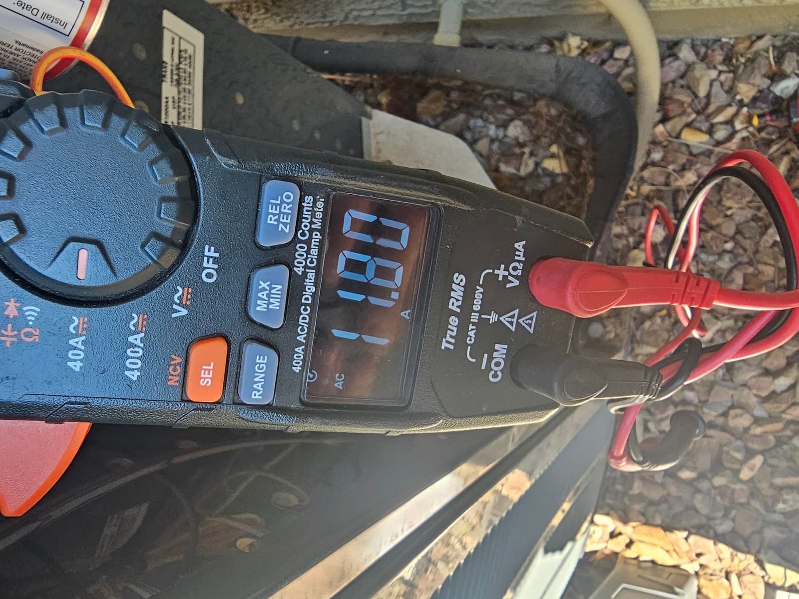HVAC diagnostic instrument photographed during the service visit.