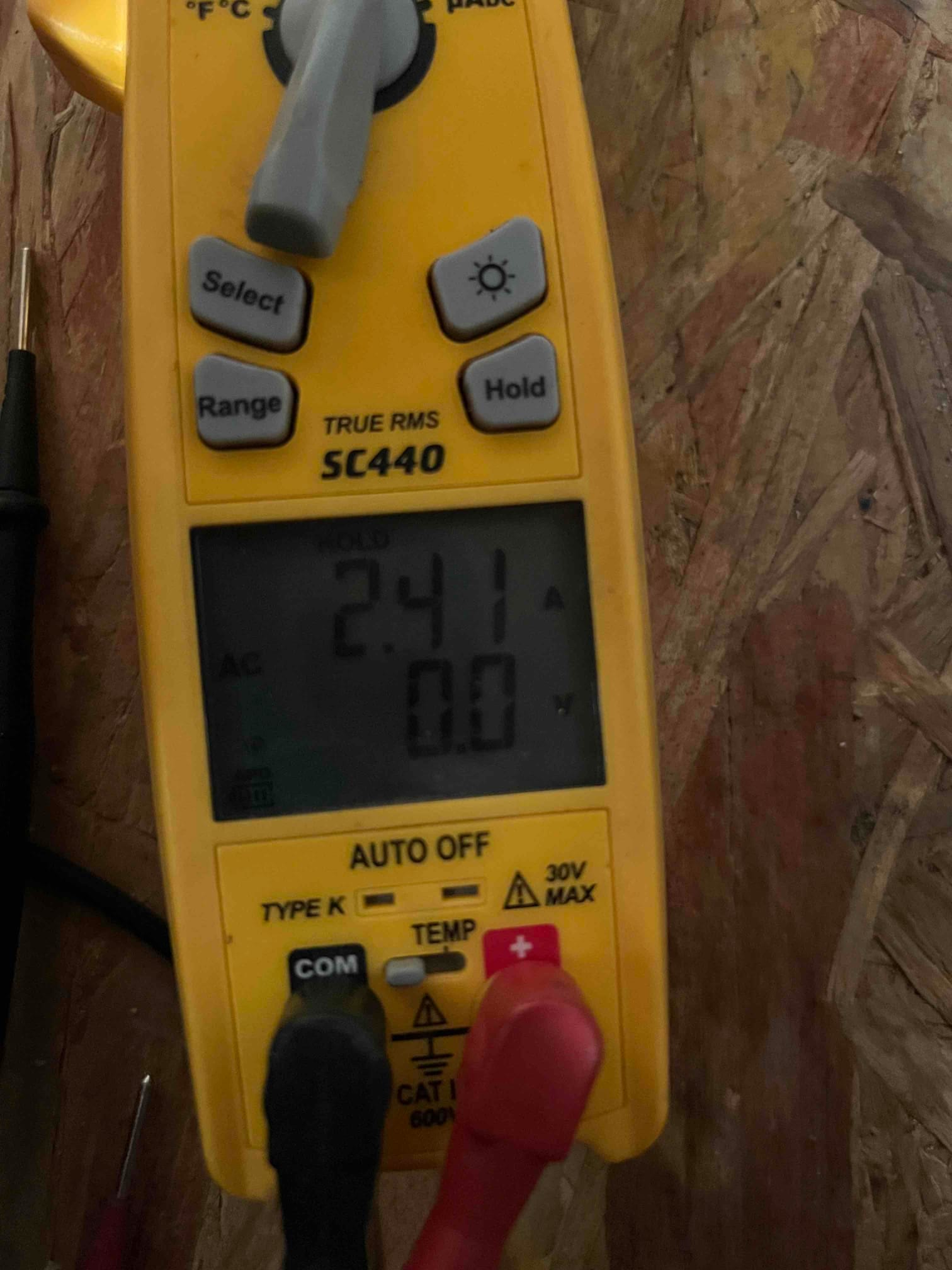 Diagnostic instrument display shows 2.41 A.