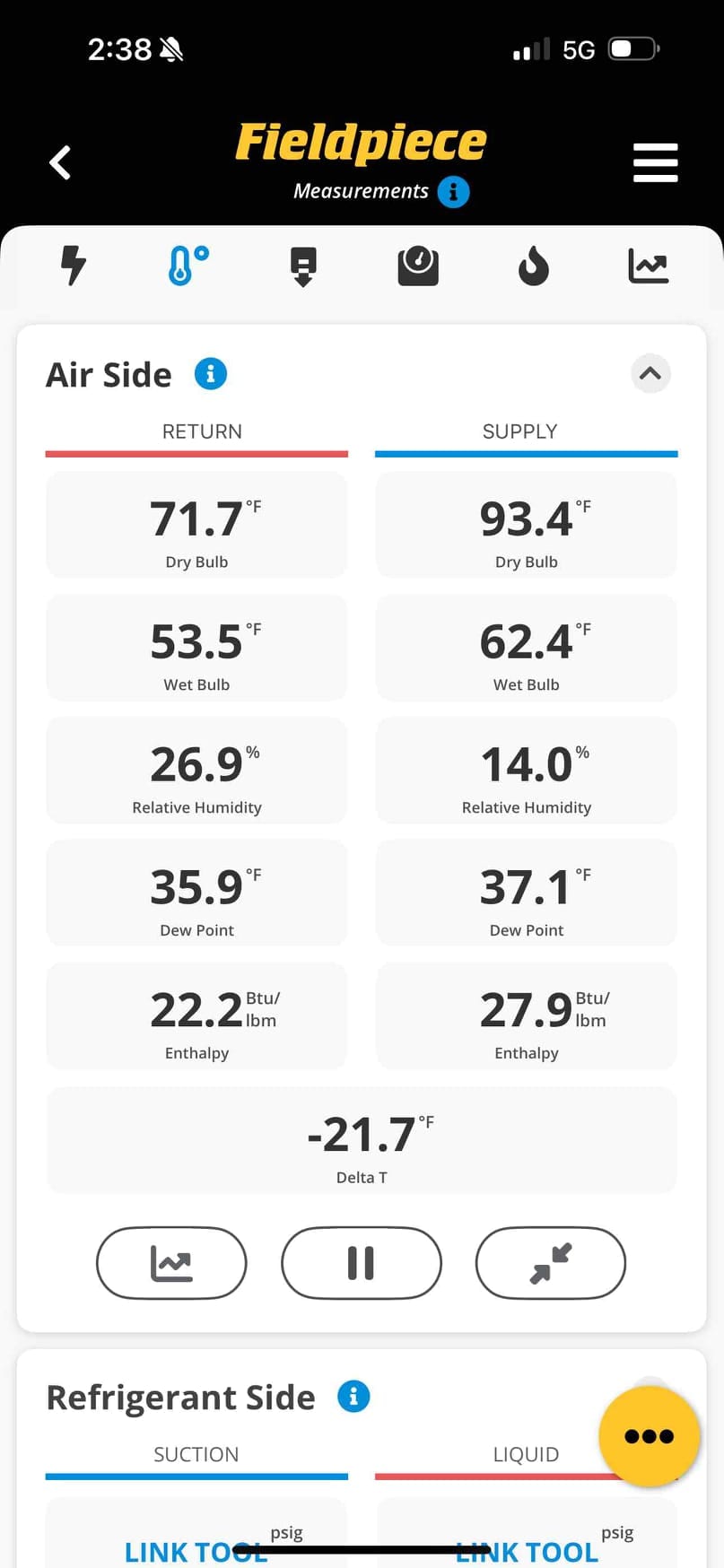 Diagnostic instrument display shows -21.7 °F.
