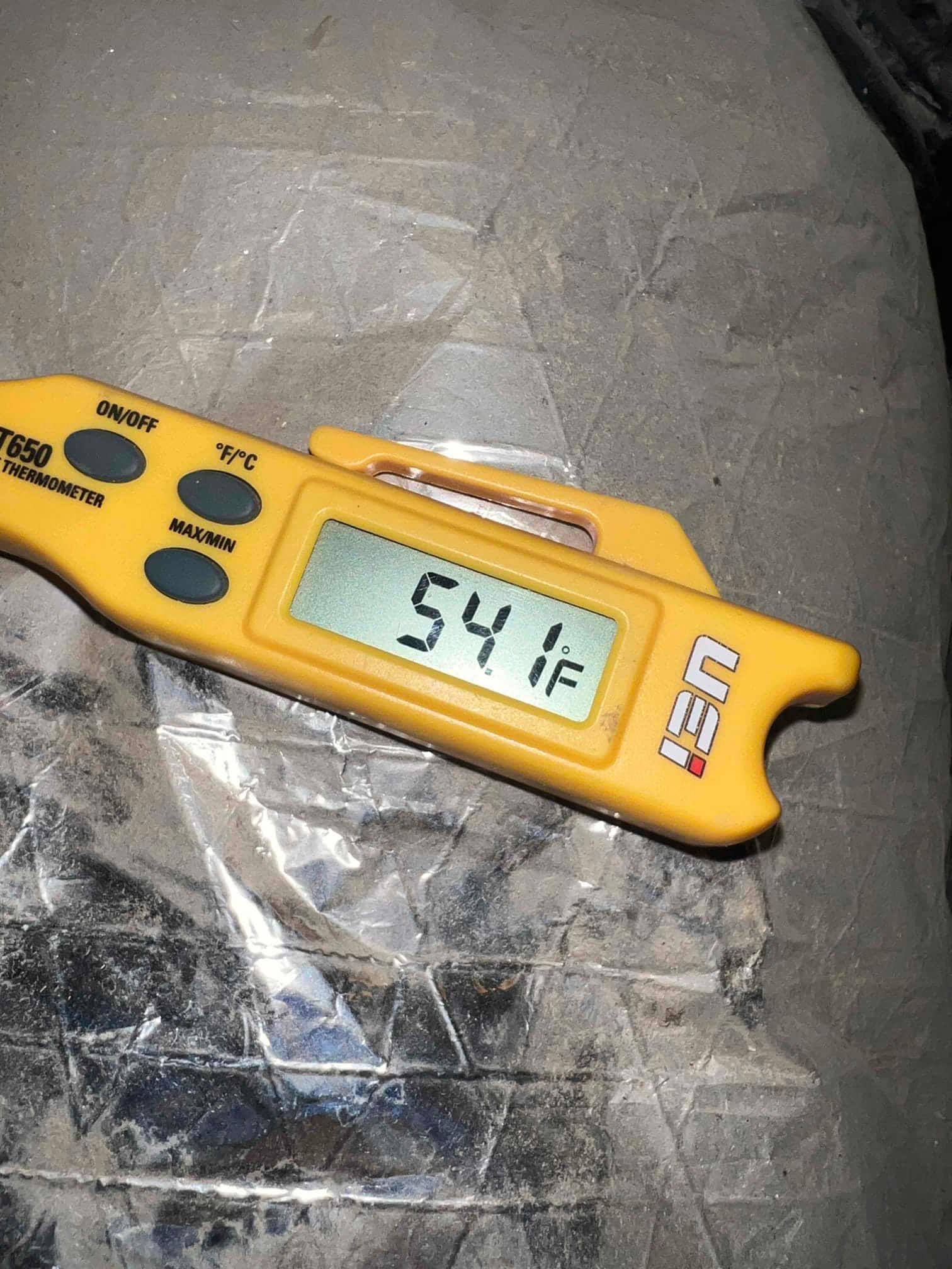 Diagnostic instrument display shows 54.1 °F.