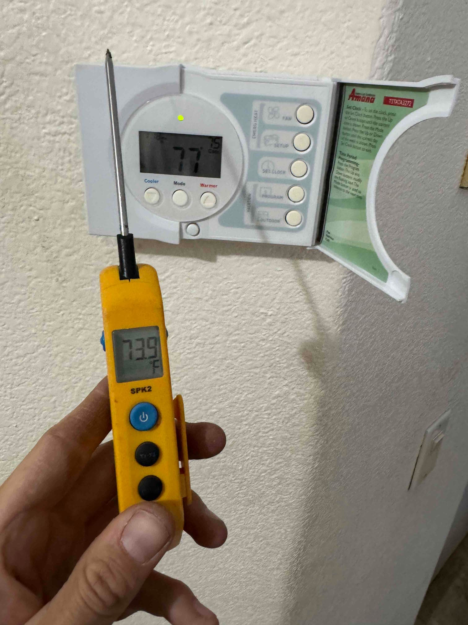 Diagnostic instrument display shows 73.9 °F.