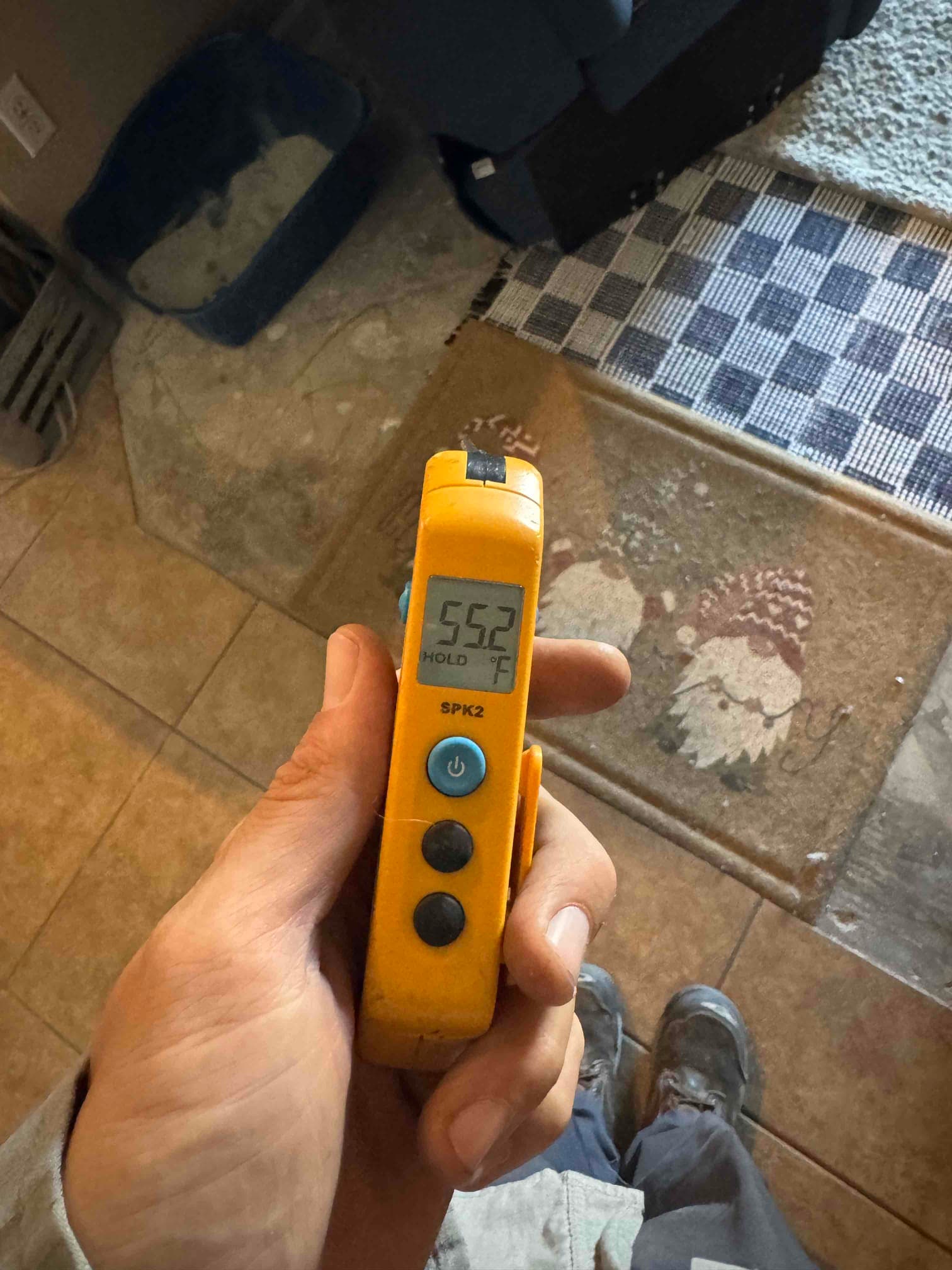Diagnostic instrument display shows 55.2 °F.