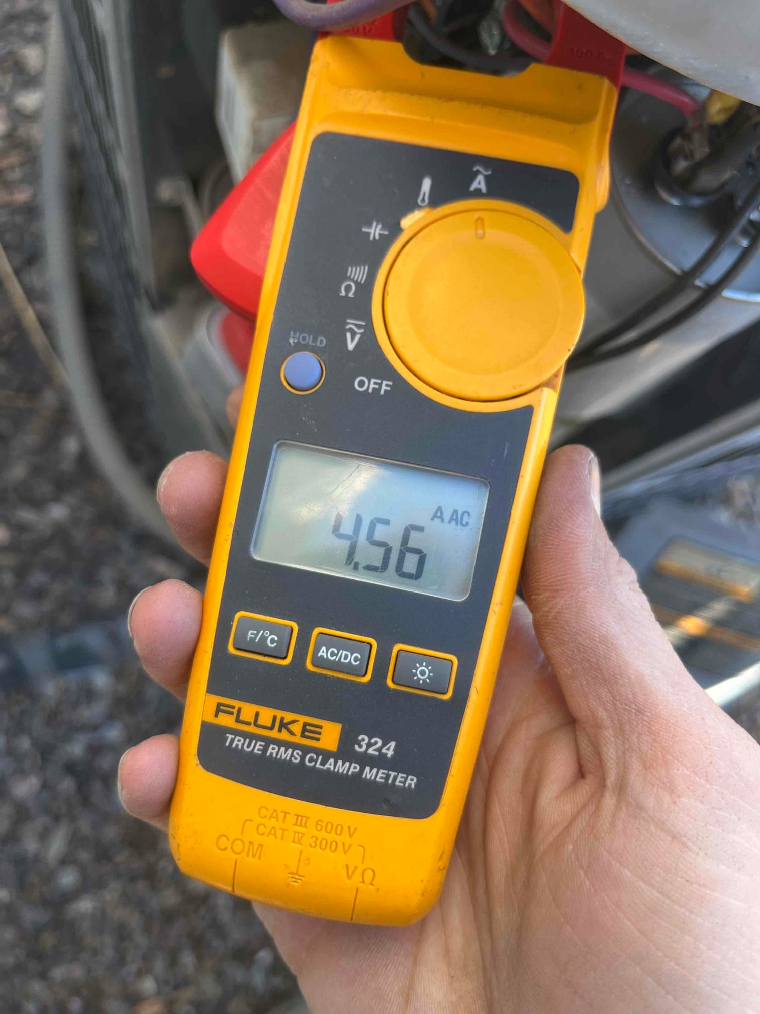 HVAC diagnostic instrument photographed during the service visit.