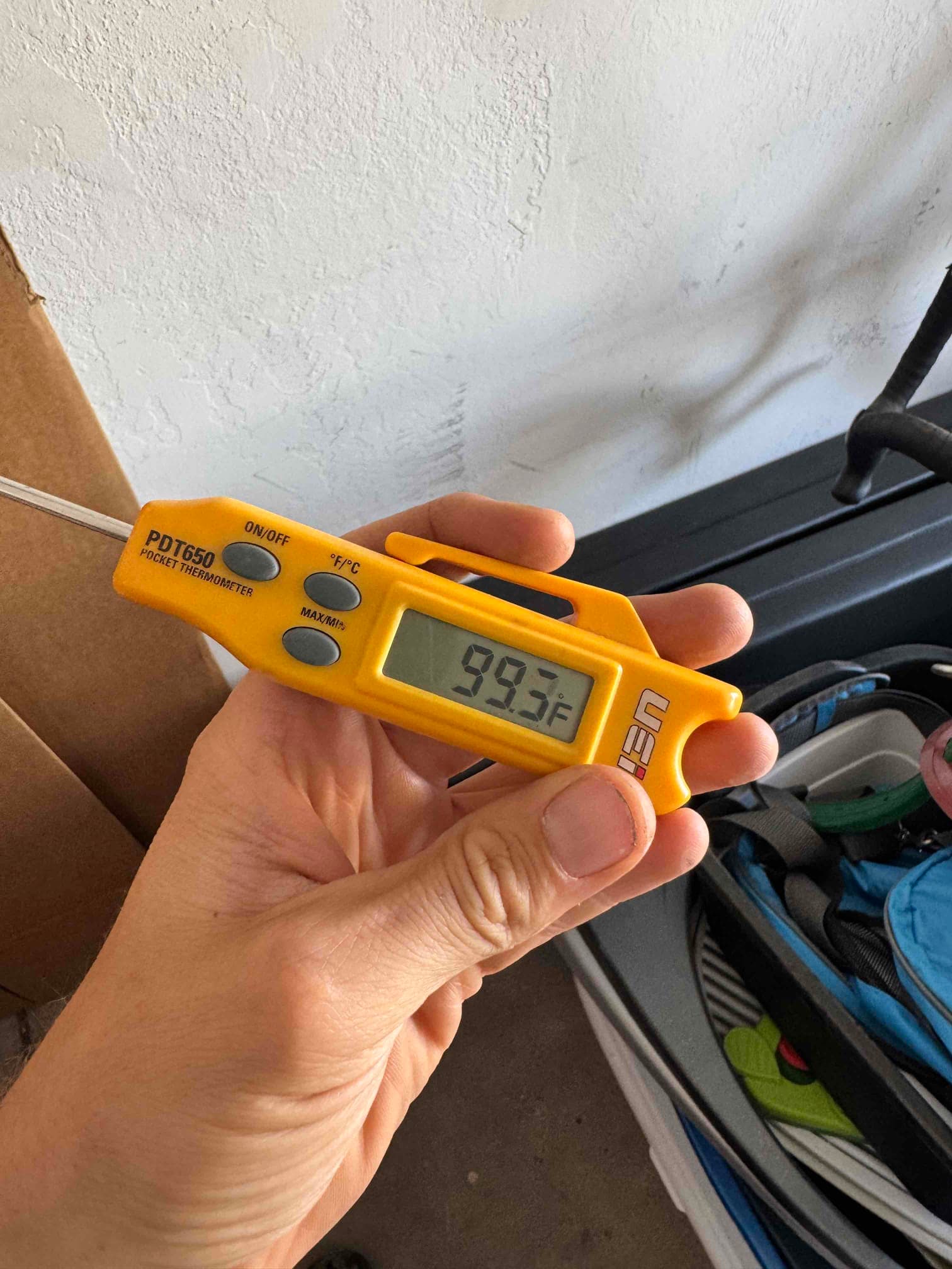 HVAC diagnostic instrument photographed during the service visit.