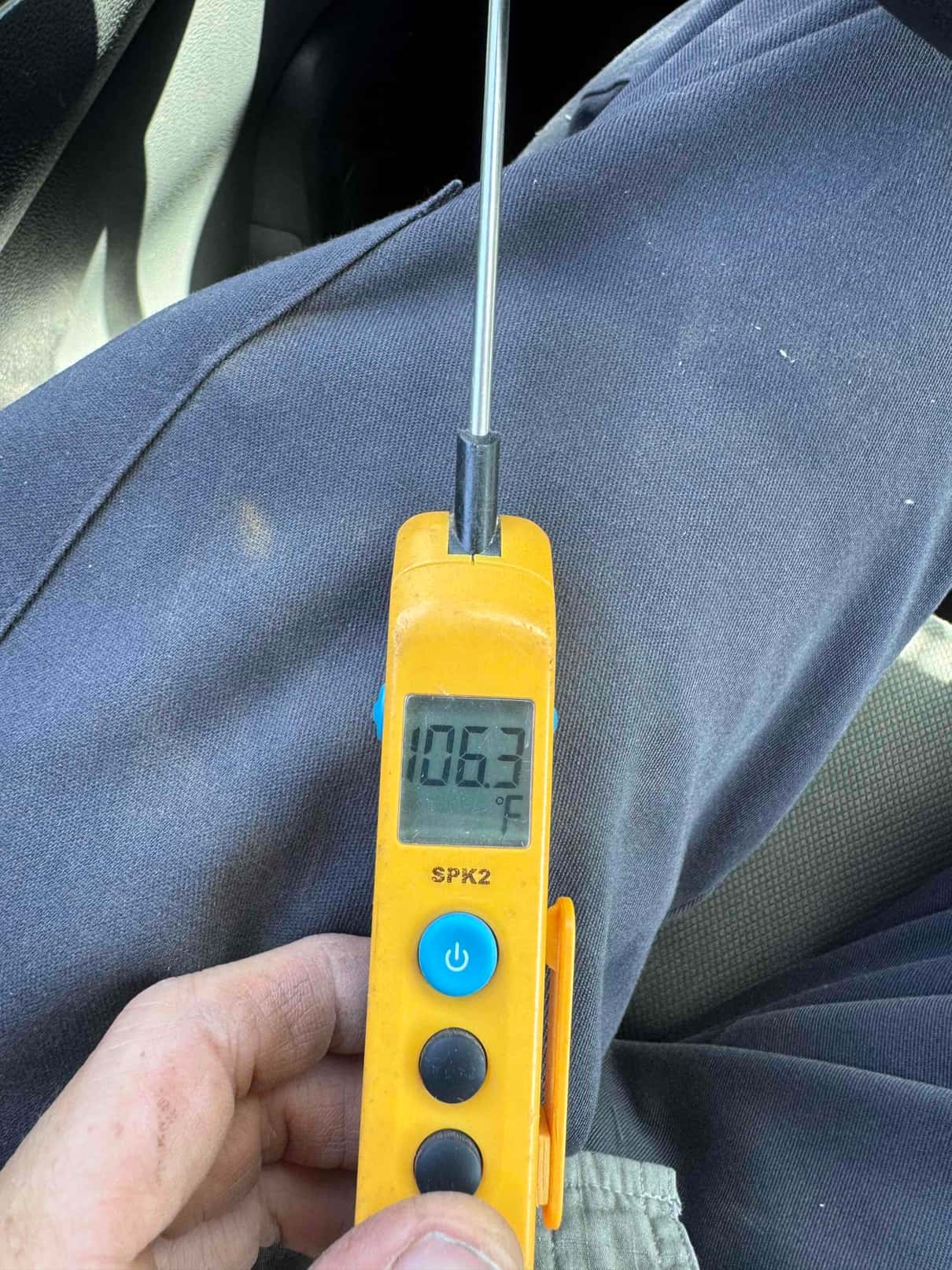 Diagnostic instrument display shows 106.3 °F.