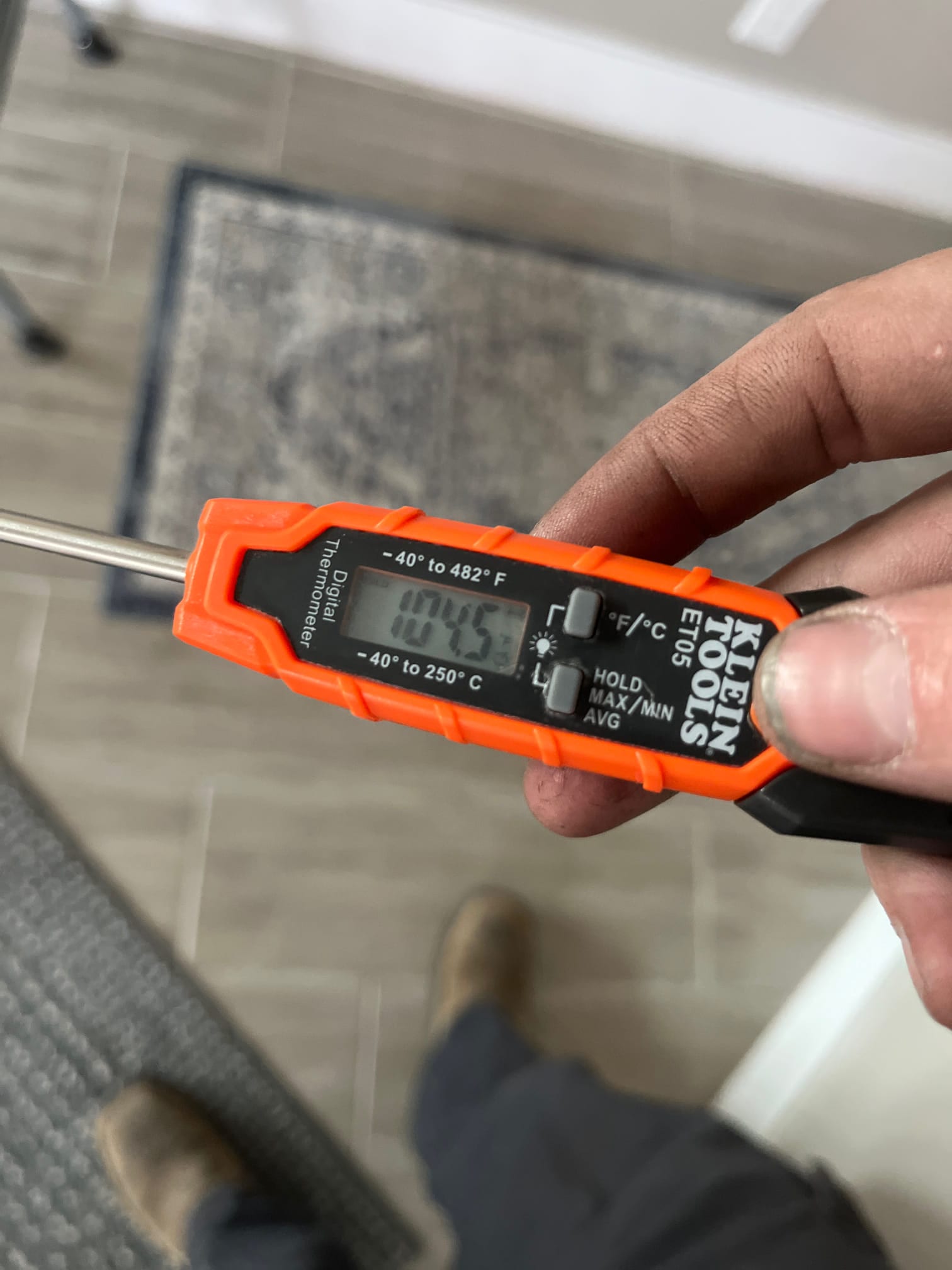 Diagnostic instrument display shows 114.5 °F.