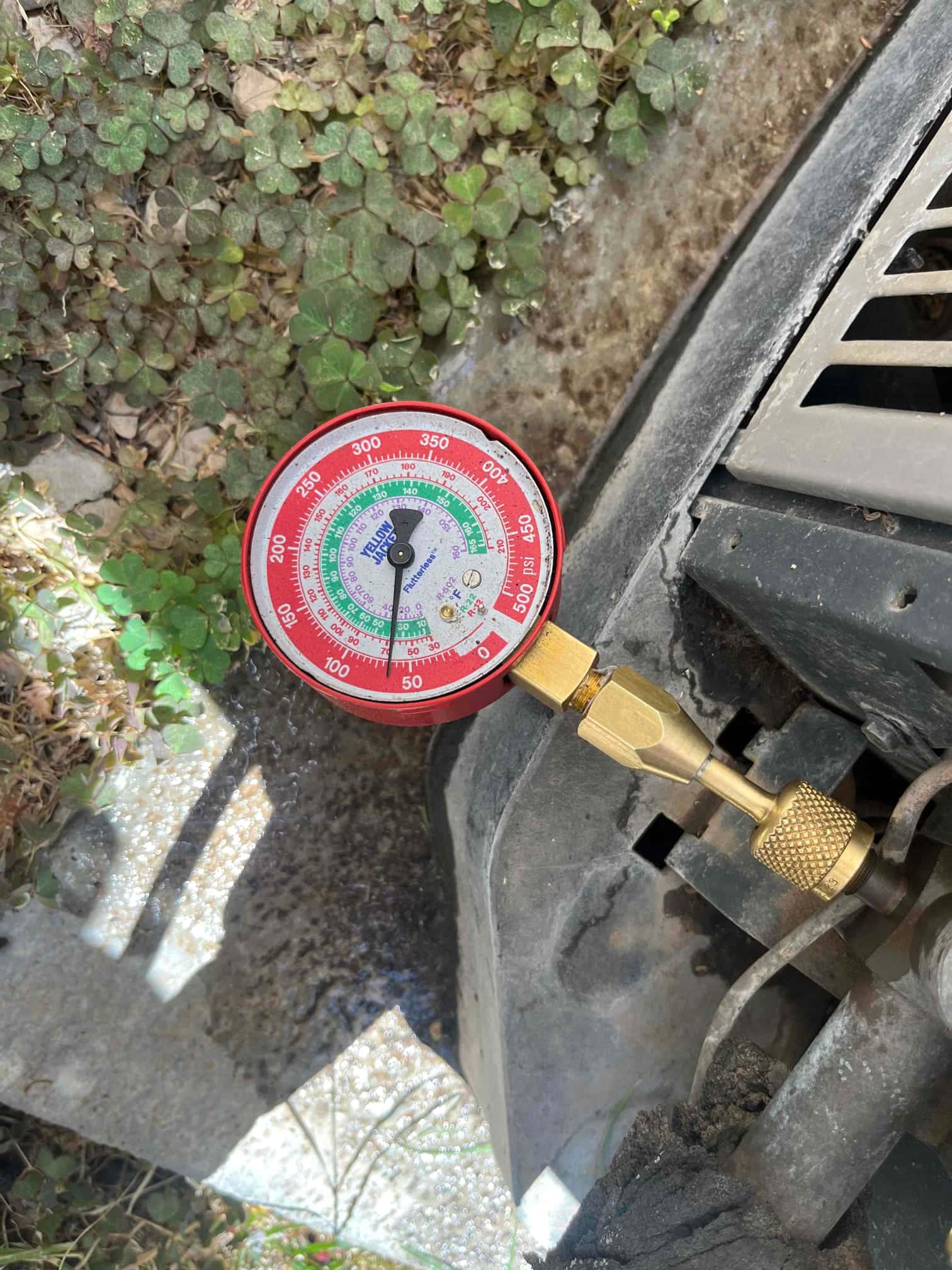 HVAC diagnostic instrument photographed during the service visit.