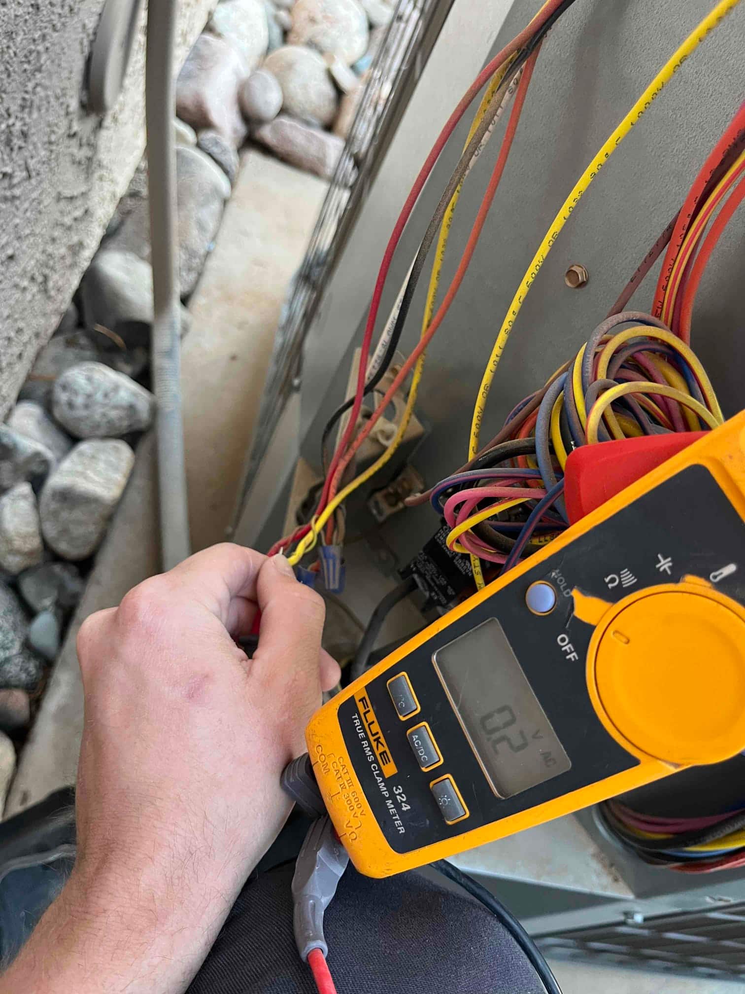 HVAC diagnostic instrument photographed during the service visit.