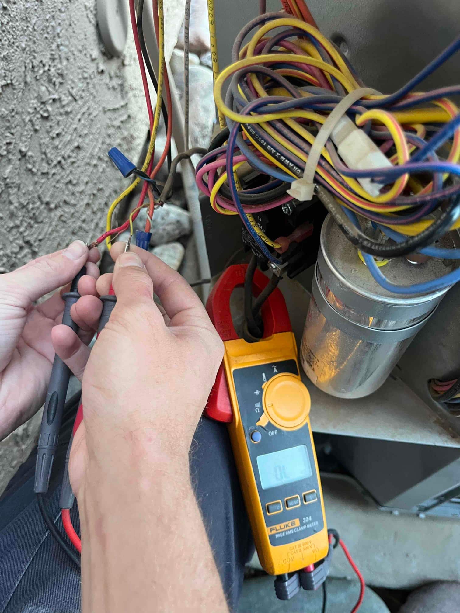 HVAC diagnostic instrument photographed during the service visit.