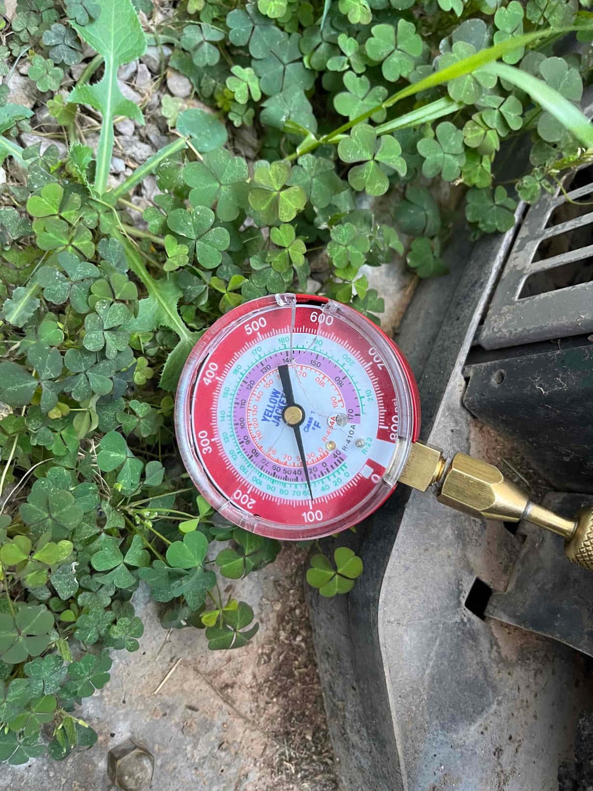 HVAC diagnostic instrument photographed during the service visit.