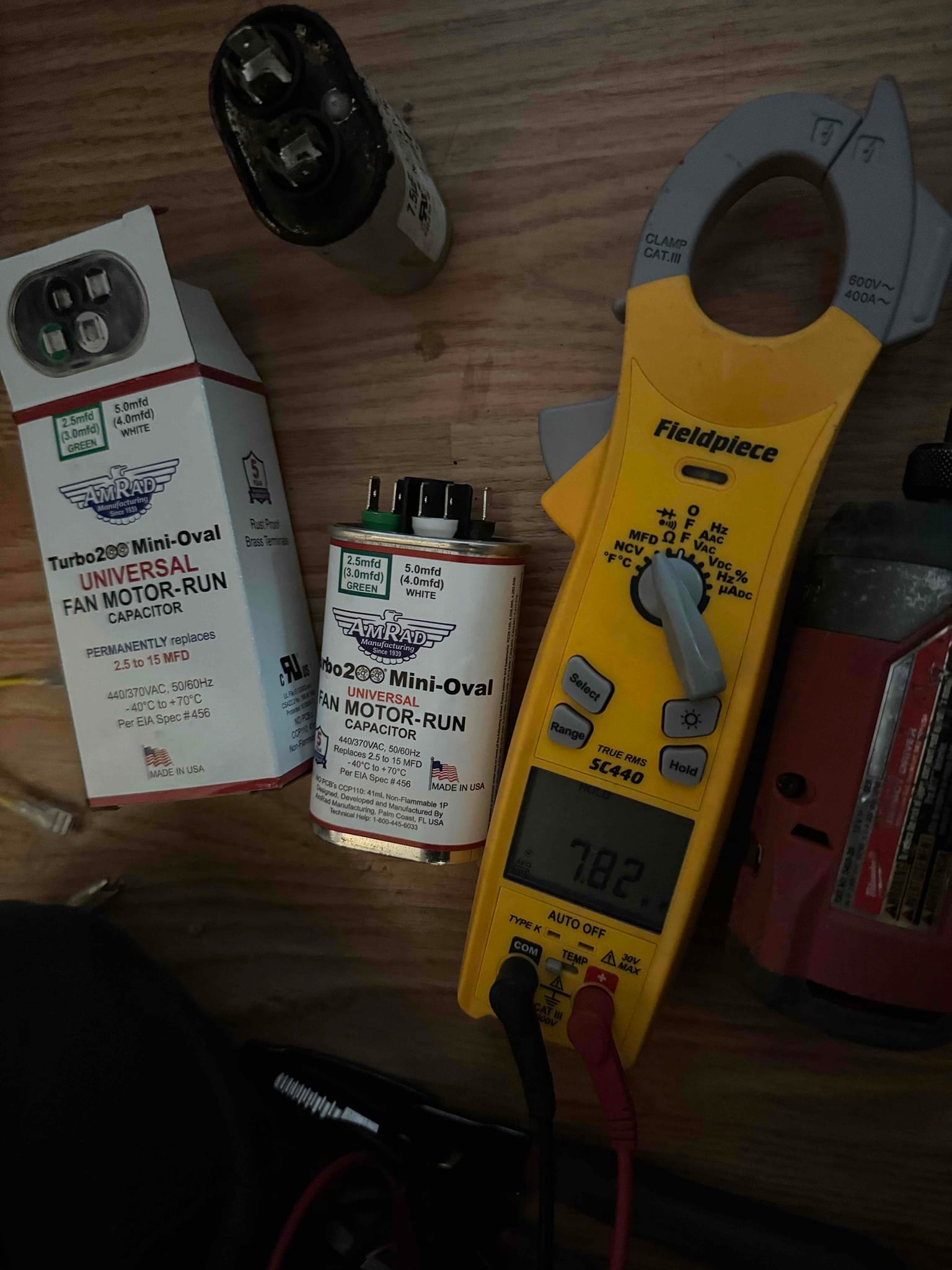 HVAC diagnostic instrument photographed during the service visit.