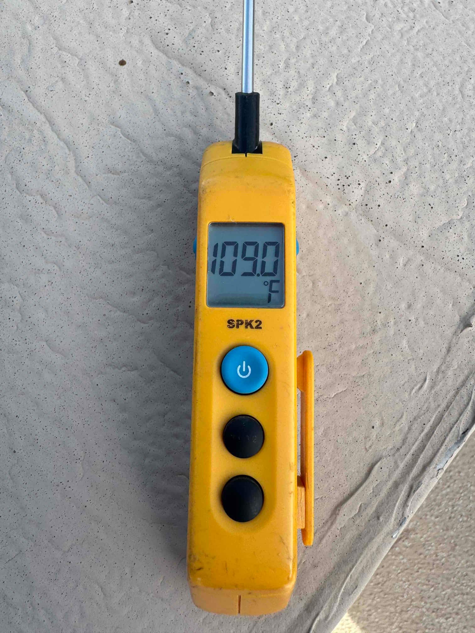 Diagnostic instrument display shows 109 °F.