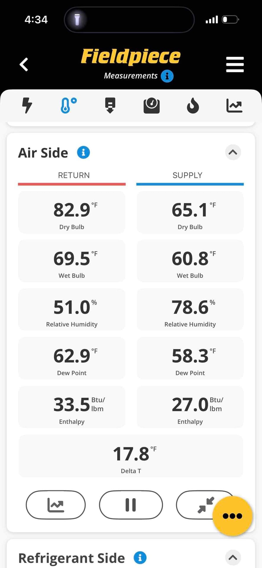Diagnostic instrument display shows 17.8 °F.