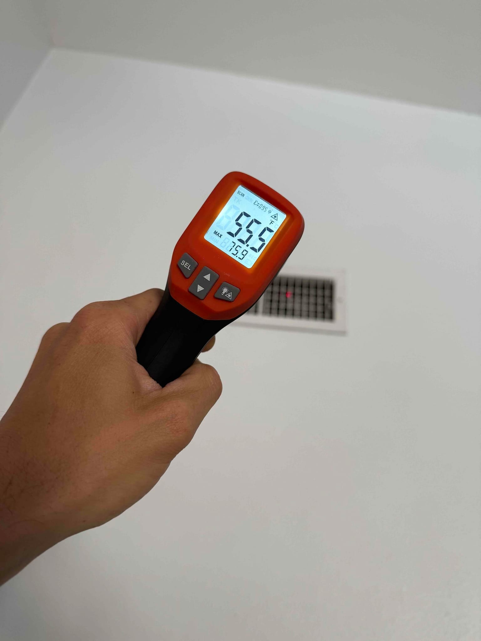 Diagnostic instrument display shows 55.6 °F.