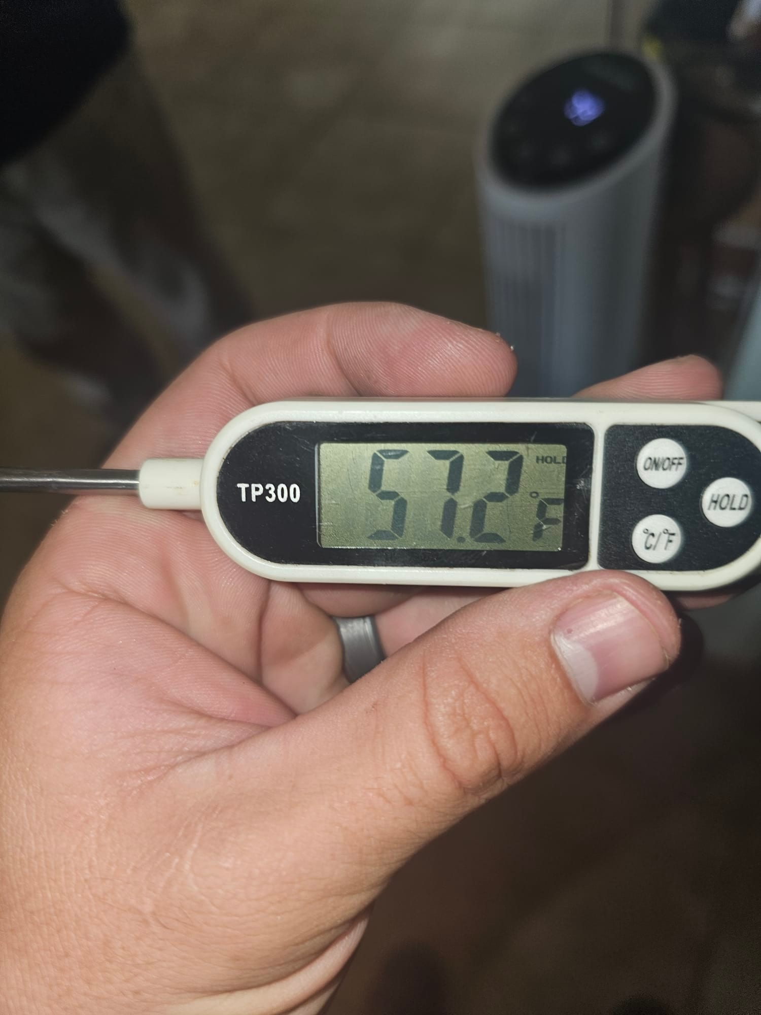 Diagnostic instrument display shows 57.2 °F.