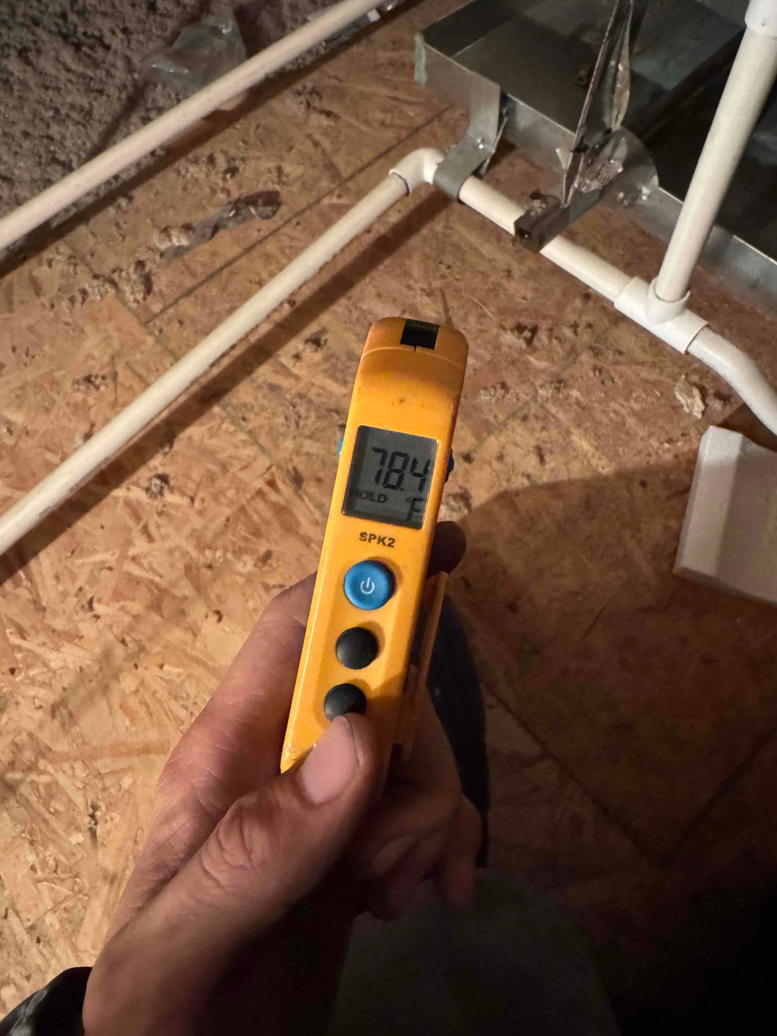 Diagnostic instrument display shows 78.4 °F.