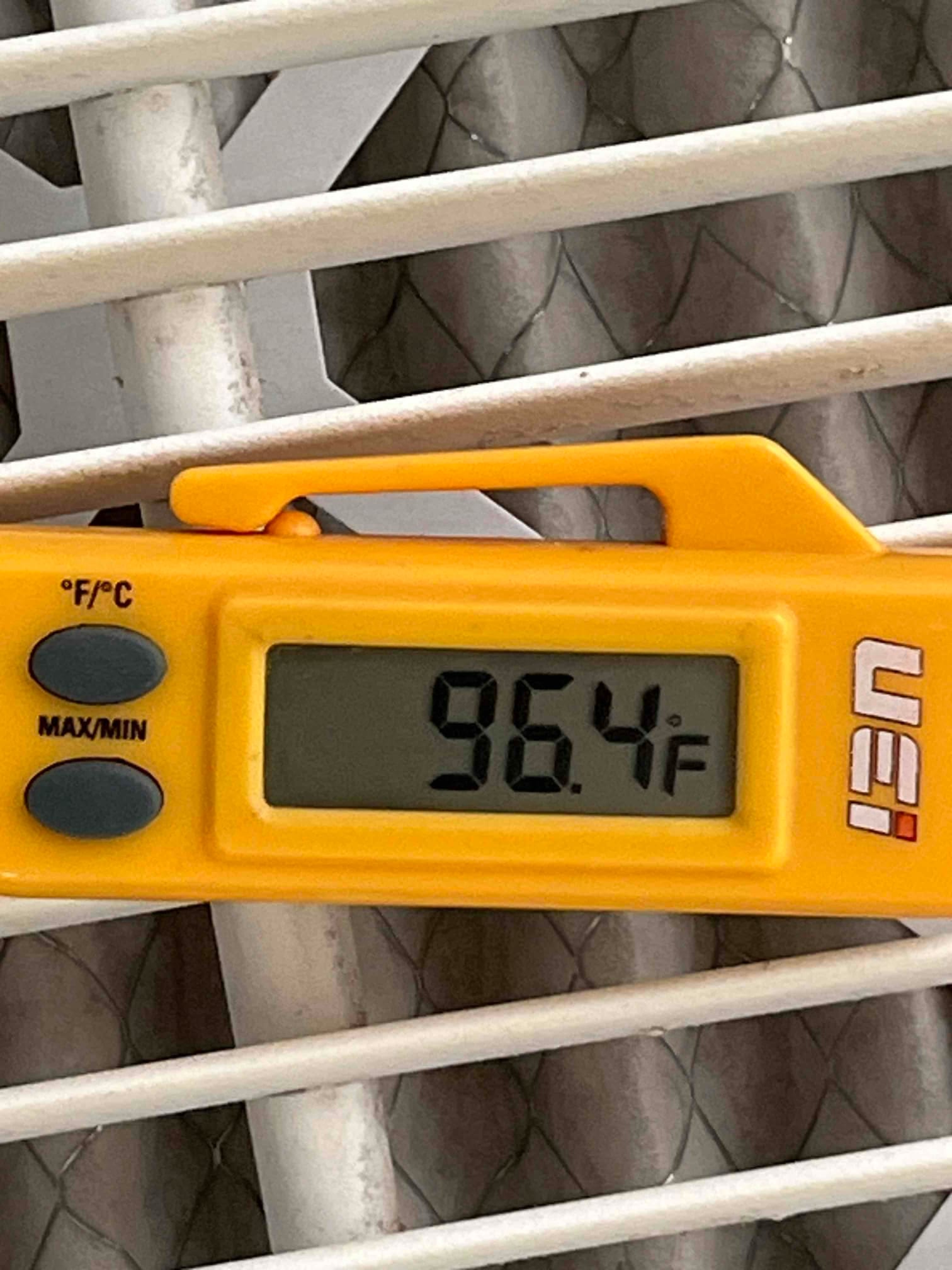 Diagnostic instrument display shows 96.4 °F.