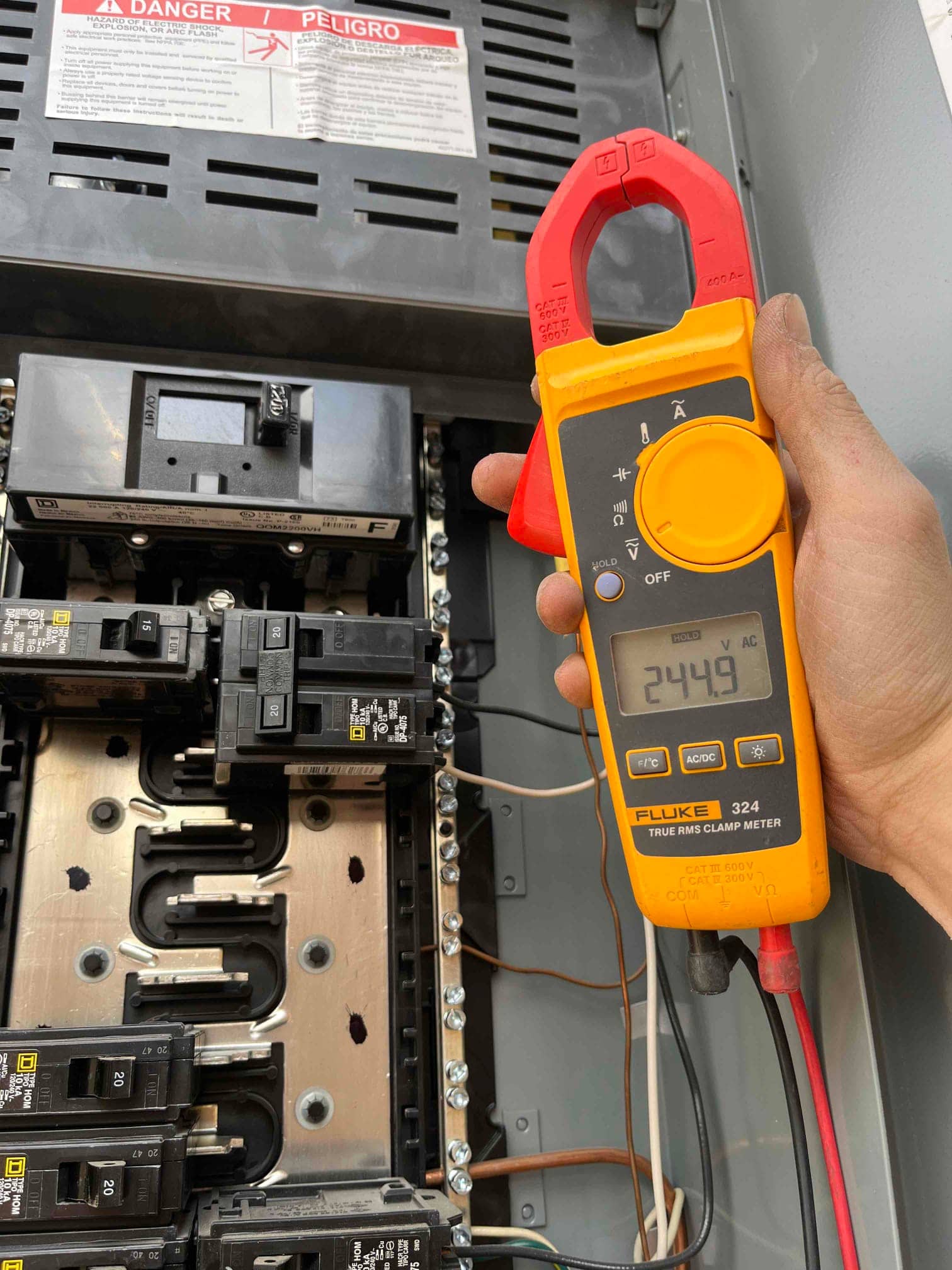 HVAC diagnostic instrument photographed during the service visit.