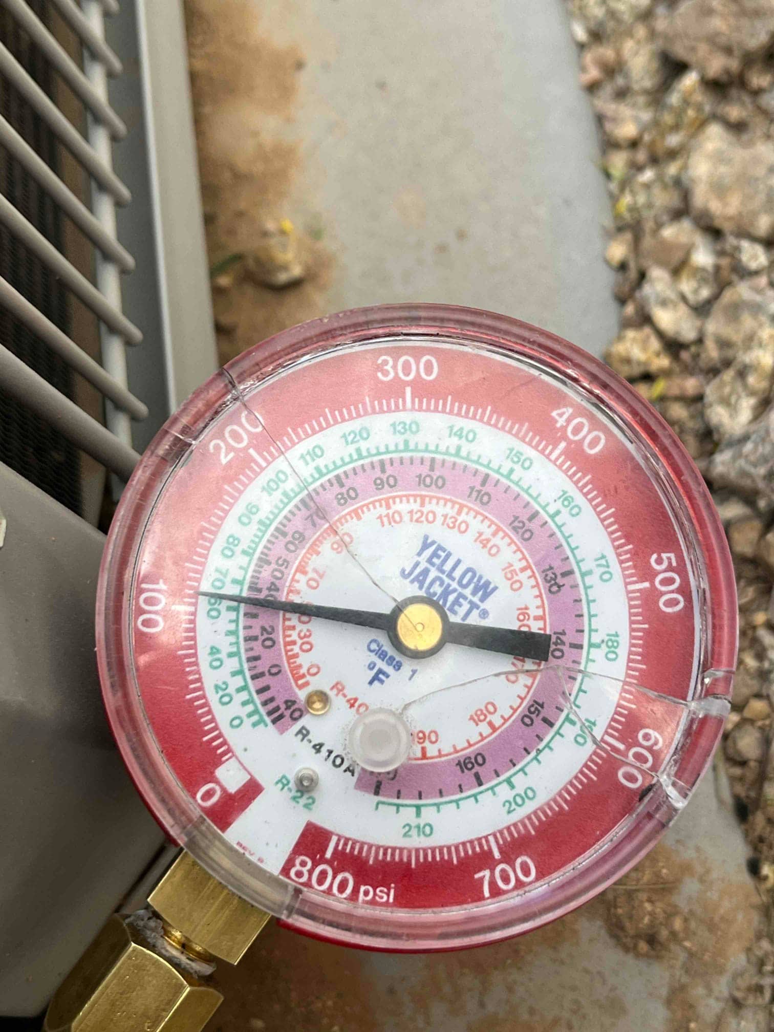 HVAC diagnostic instrument photographed during the service visit.